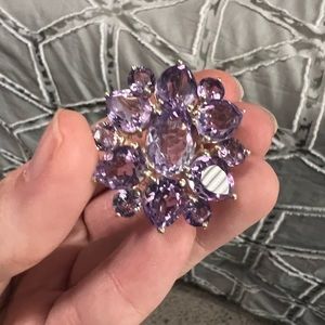 Sterling silver amethyst cluster ring